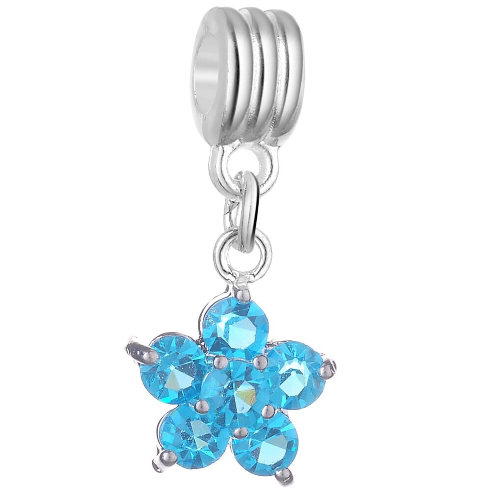 6071 10Pcs Flower Dangle Pendant Charm Beads Crystal Rhinestone European